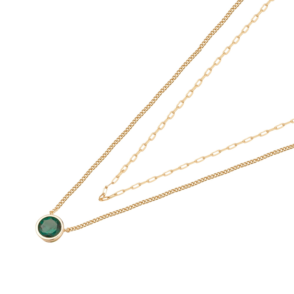 August Woods Gold Green Circle Layered Necklace