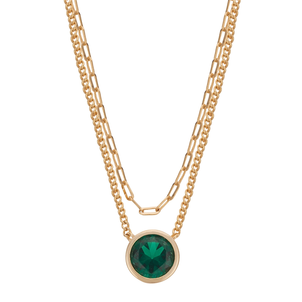 August Woods Gold Green Circle Layered Necklace