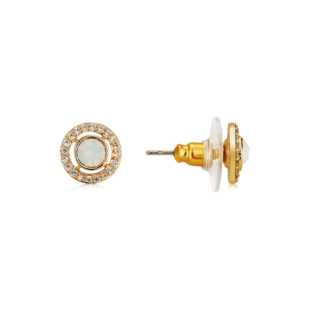 August Woods Gold Halo Opal Stud Earrings