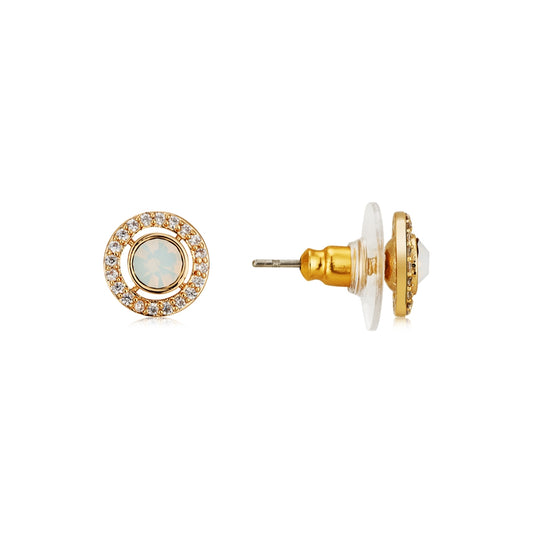 August Woods Gold Halo Opal Stud Earrings