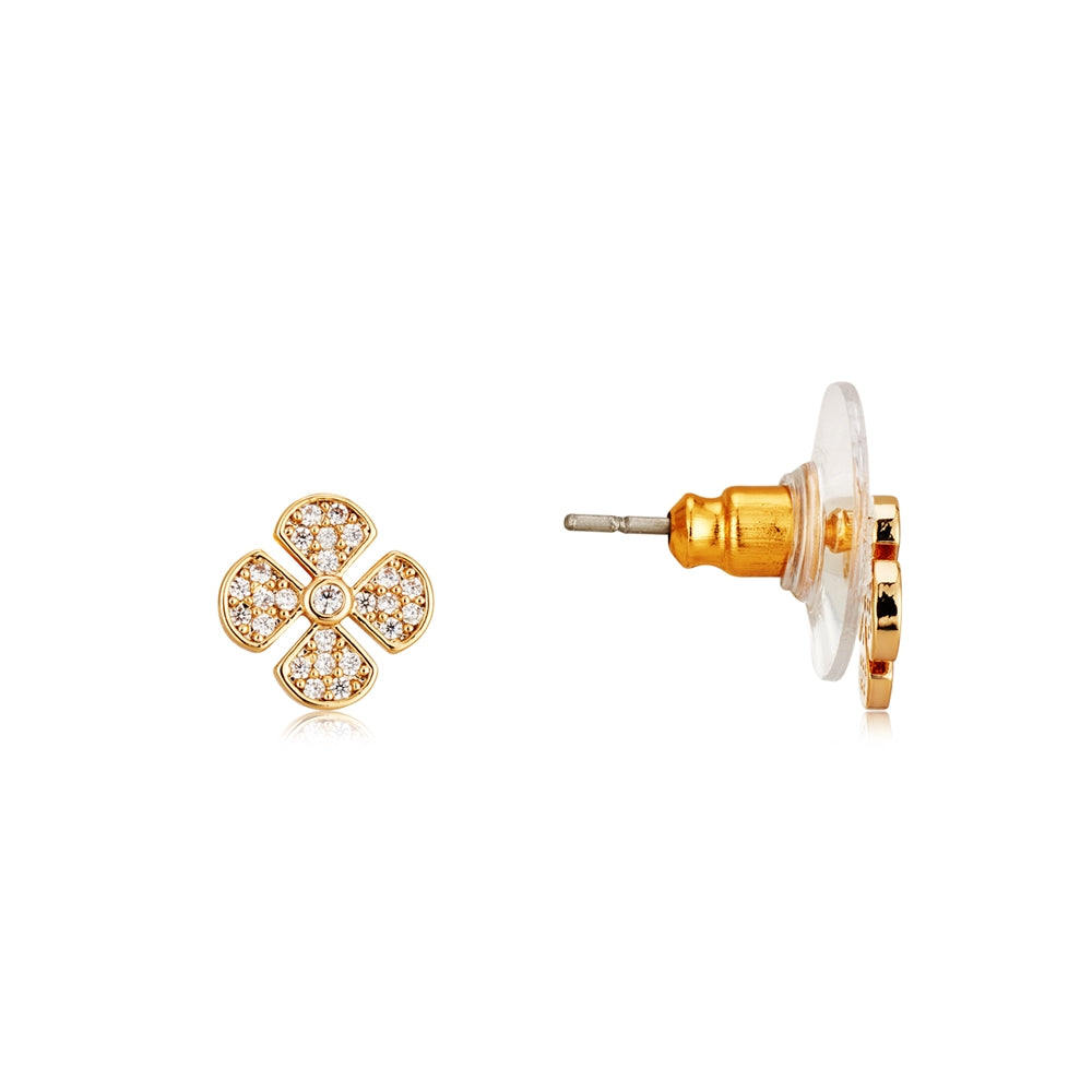 August Woods Gold Petite Floral CZ Stud Earrings