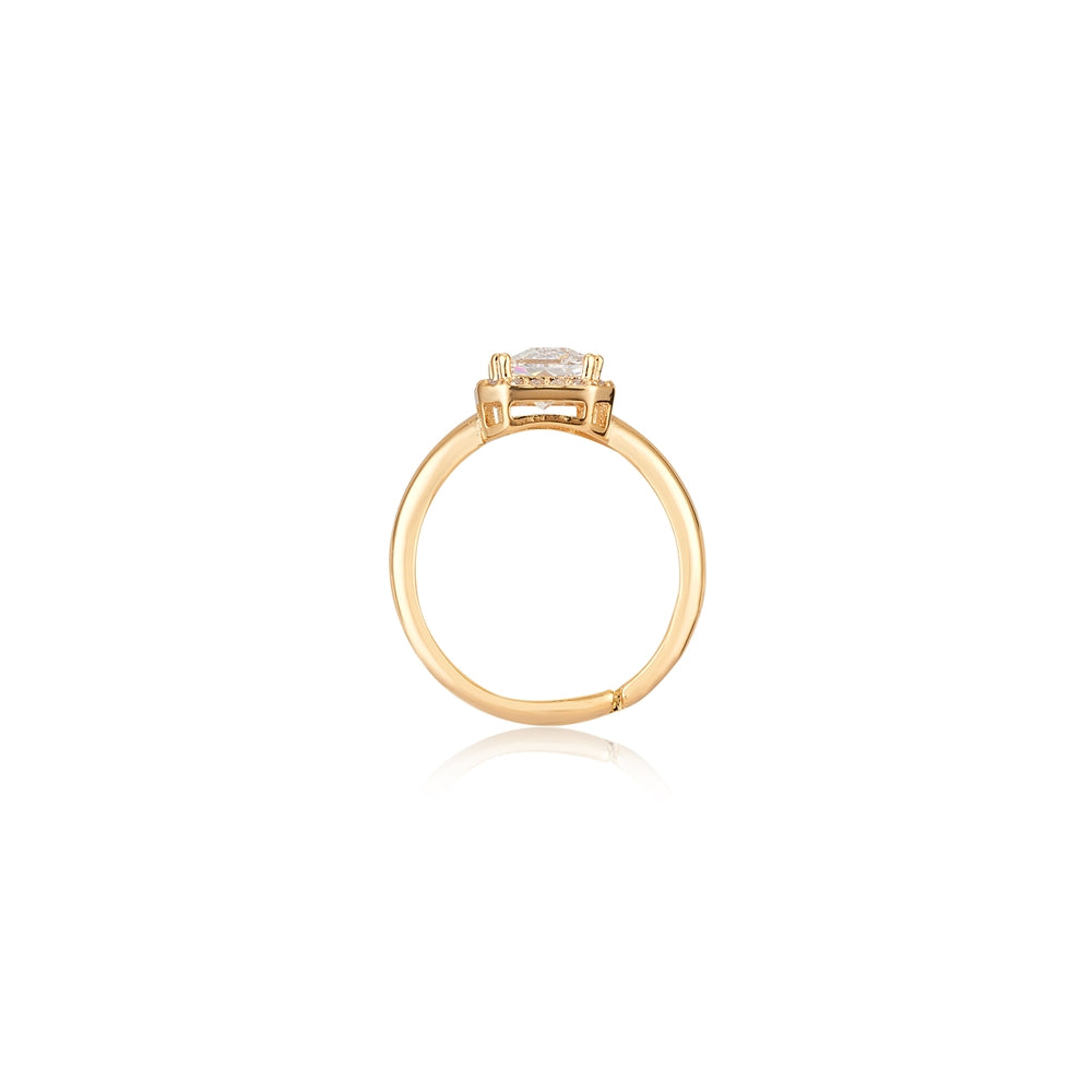 August Woods Gold Rectangular Crystal Adjustable Ring