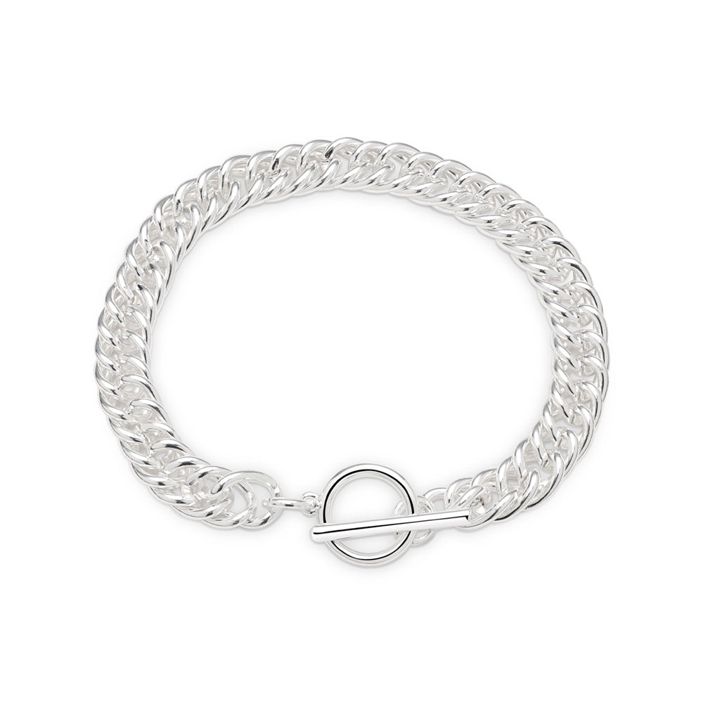 August Woods Silver Curb Chain T-Bar Bracelet