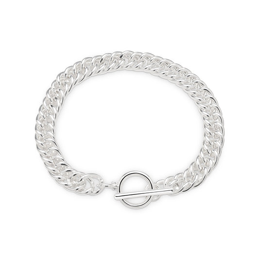 August Woods Silver Curb Chain T-Bar Bracelet