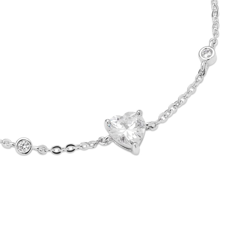 August Woods Silver CZ Heart Bracelet