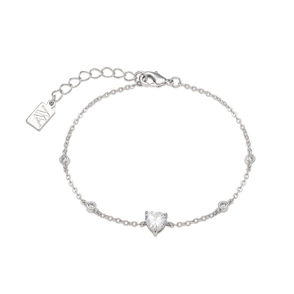August Woods Silver CZ Heart Bracelet