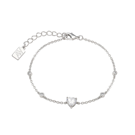 August Woods Silver CZ Heart Bracelet