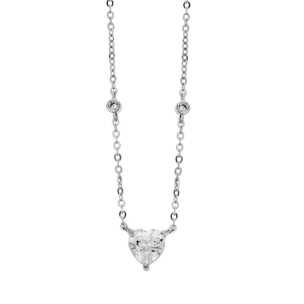 August Woods Silver CZ Heart Necklace