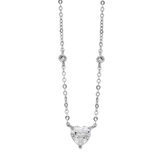 August Woods Silver CZ Heart Necklace