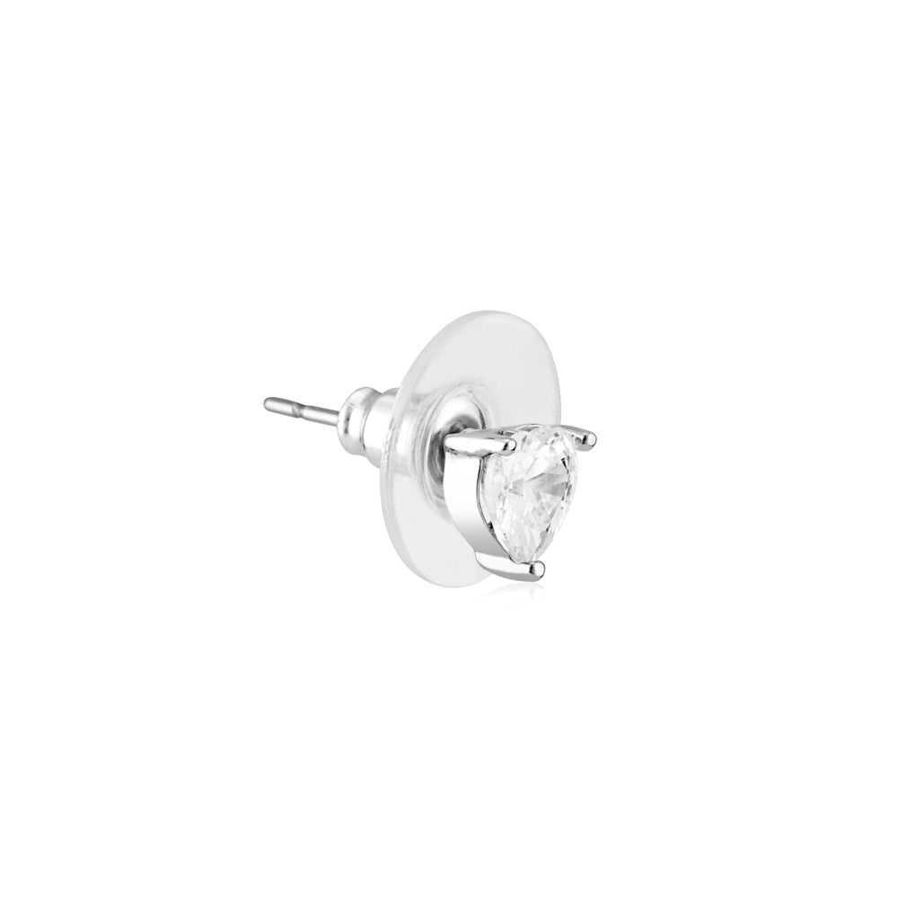 August Woods Silver CZ Heart Stud Earrings