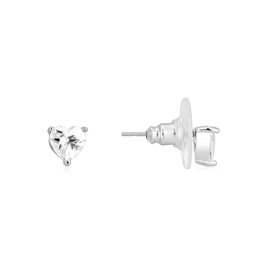 August Woods Silver CZ Heart Stud Earrings