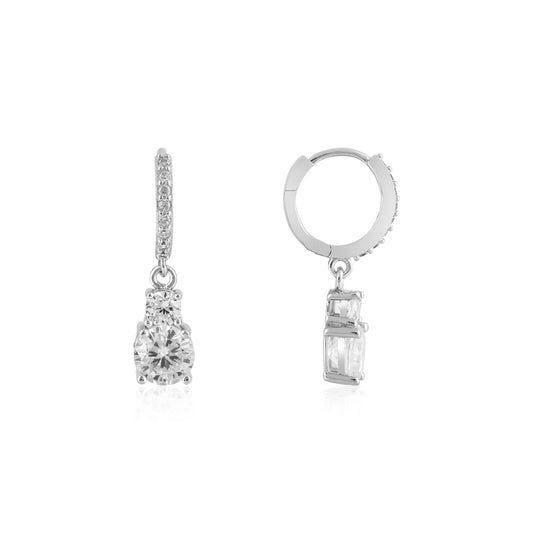 Argento Silver CZ Huggie Hoop Earrings