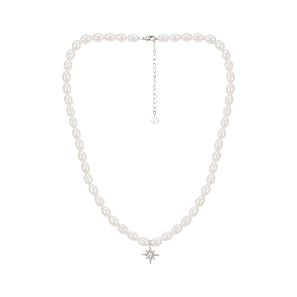 Argento Silver Pearl Midnight Star Necklace