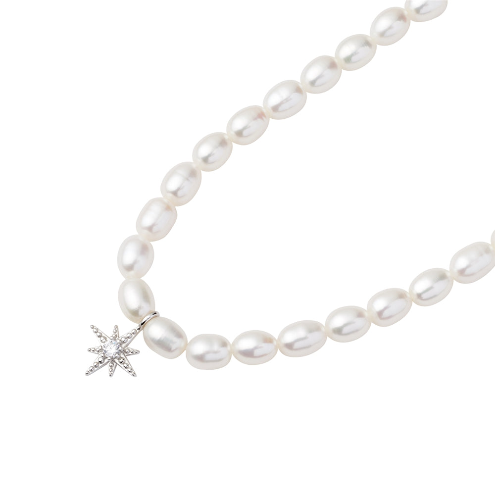 Argento Silver Pearl Midnight Star Necklace