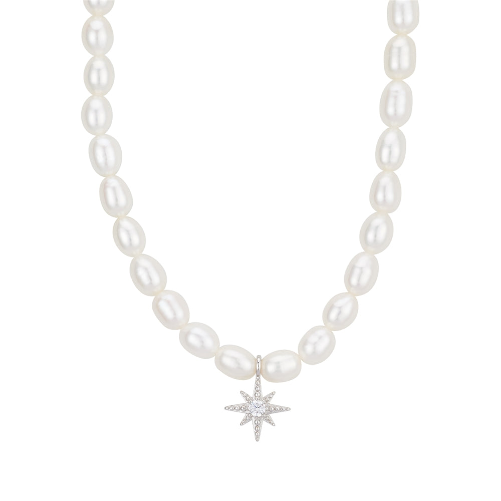 Argento Silver Pearl Midnight Star Necklace