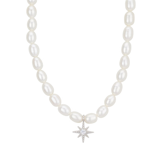 Argento Silver Pearl Midnight Star Necklace