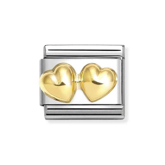 Nomination Gold Double Hearts Charm