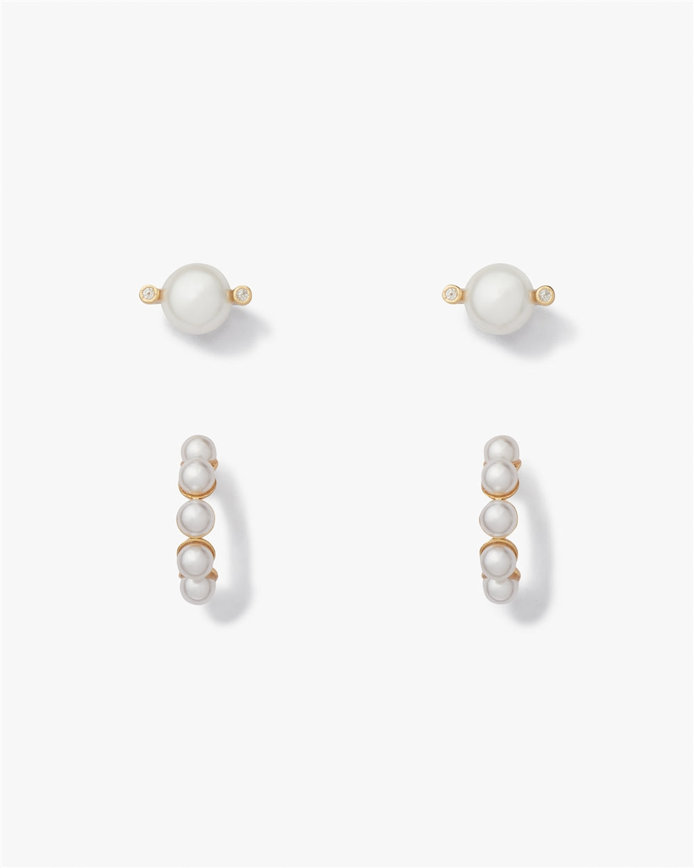 Kate Spade New York Crystal Pearl Stud and Huggie Set