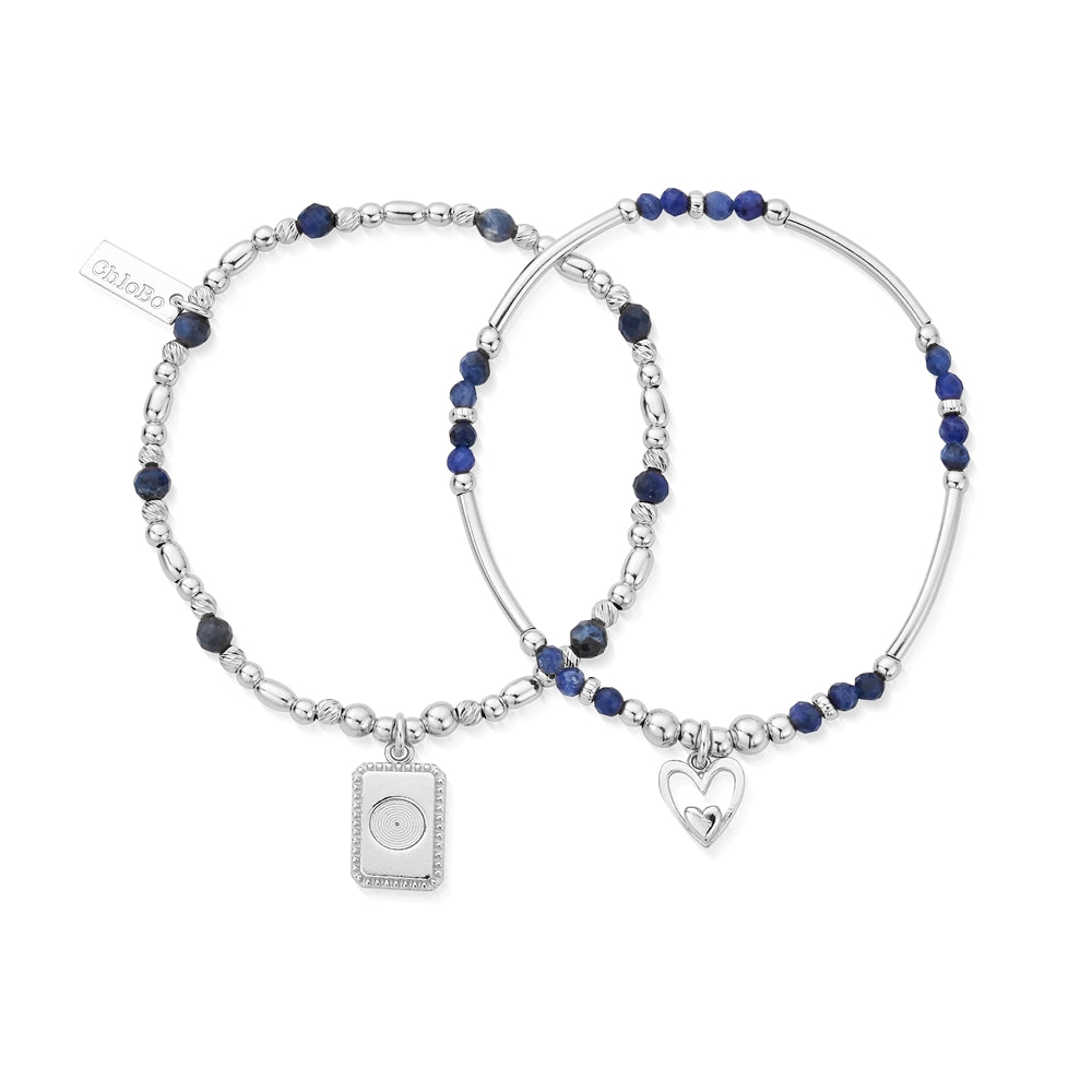ChloBo Celebrate Heart Silver Sodalite Bracelets