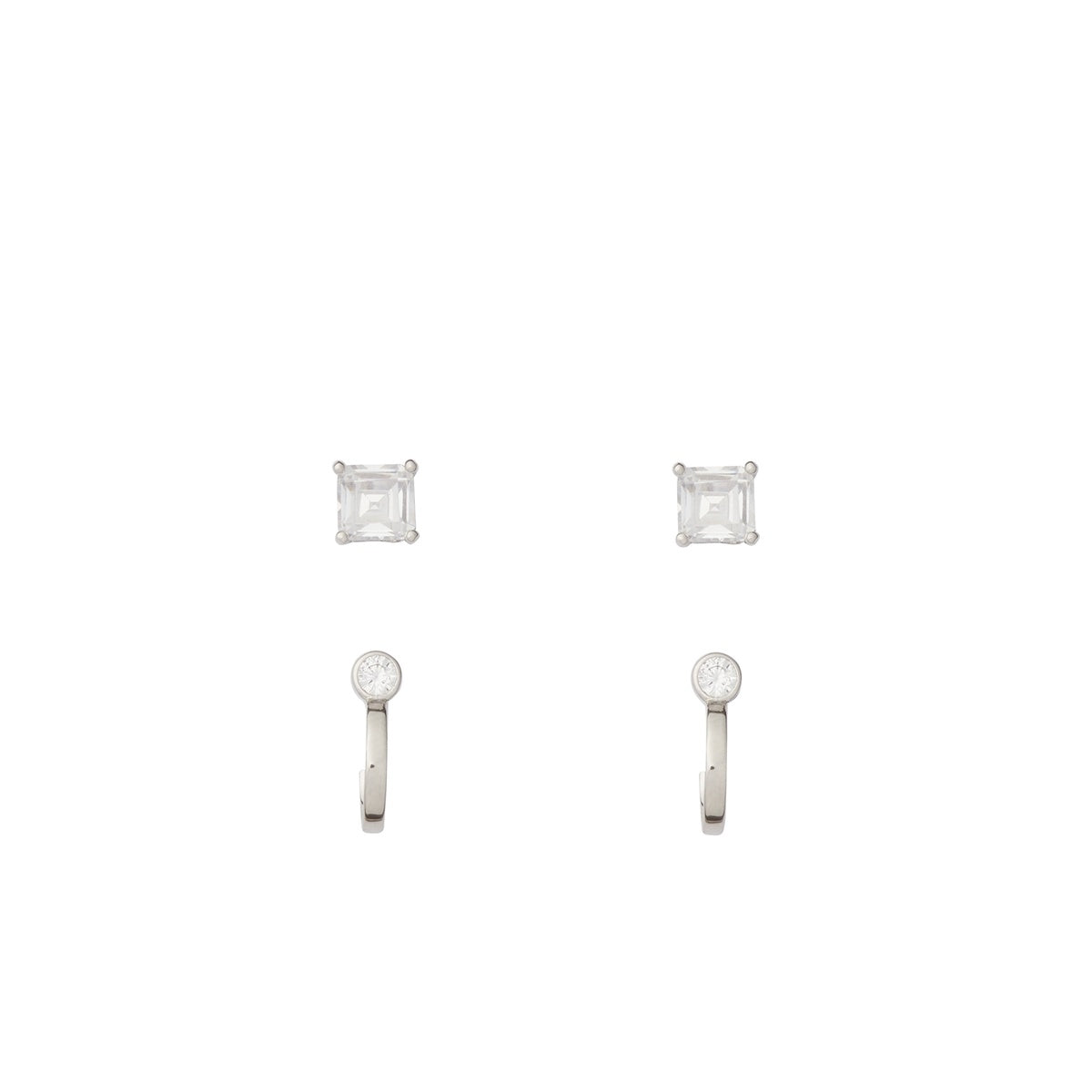 Kate Spade New York Silver Crystal Stud and Huggie Set