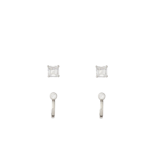 Kate Spade New York Silver Crystal Stud and Huggie Set