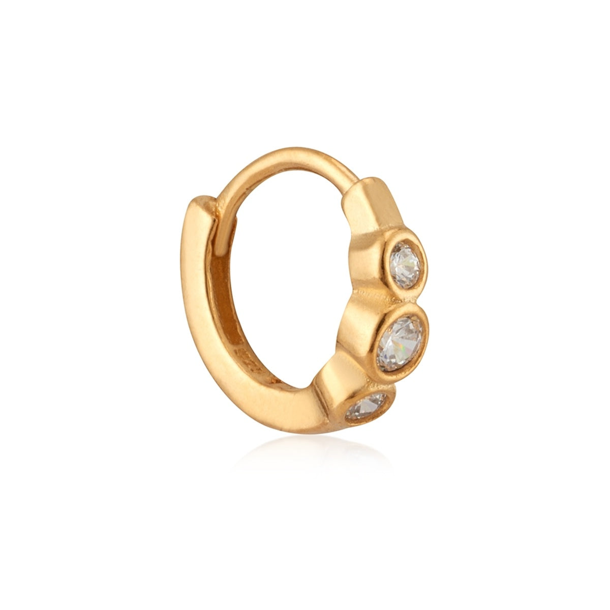 Argento Gold Triple CZ Single Hoop Earring