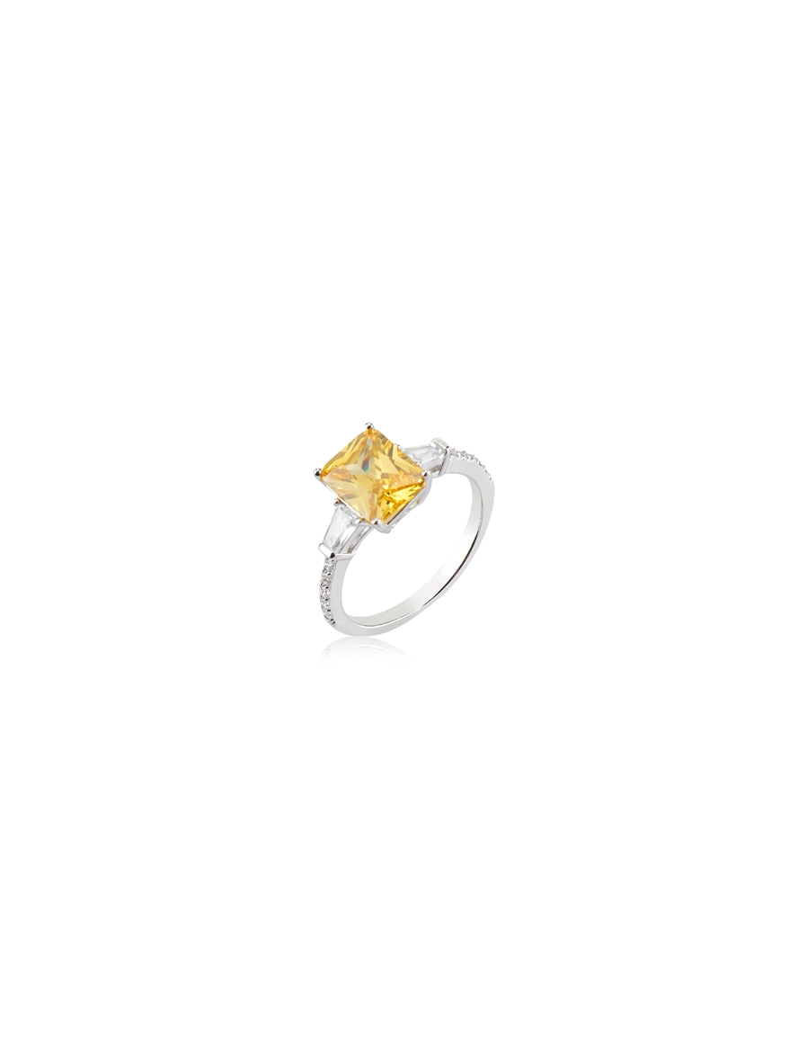 Argento Silver and Yellow Solitaire Ring