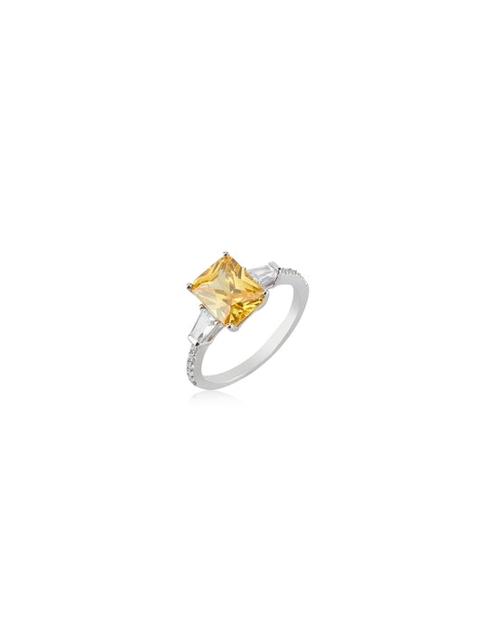 Argento Silver and Yellow Solitaire Ring