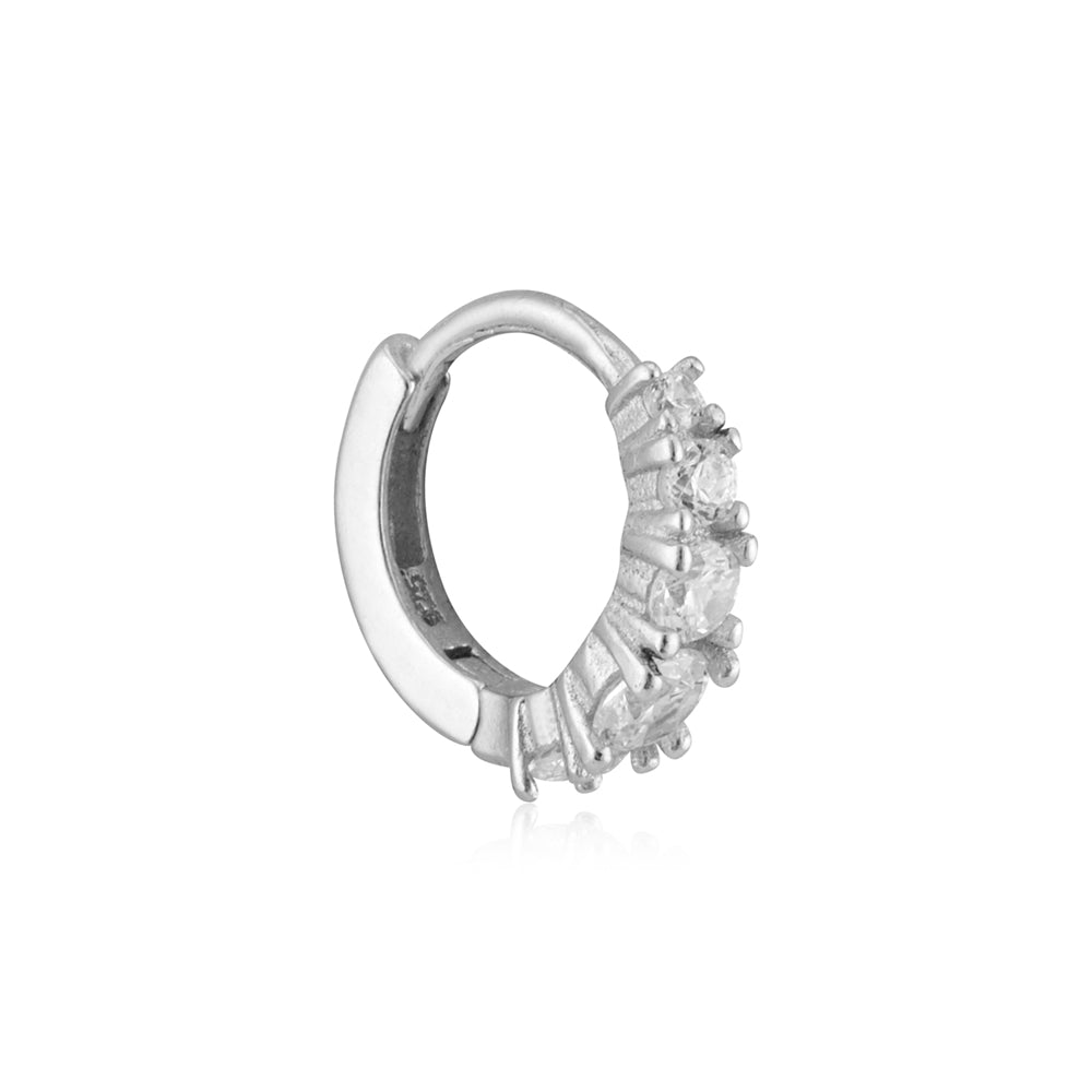 Argento Silver CZ Single Hoop Earring
