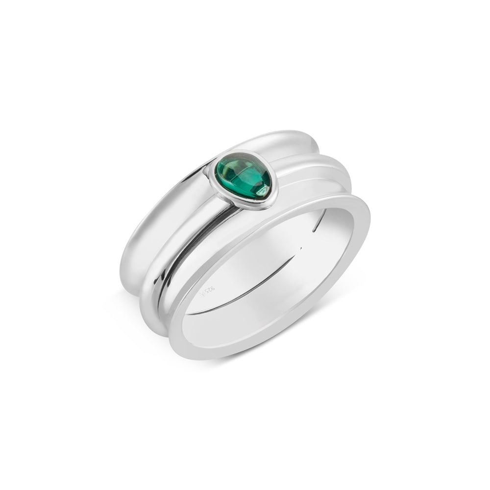 Argento Silver Green Stone Tranquil Ring