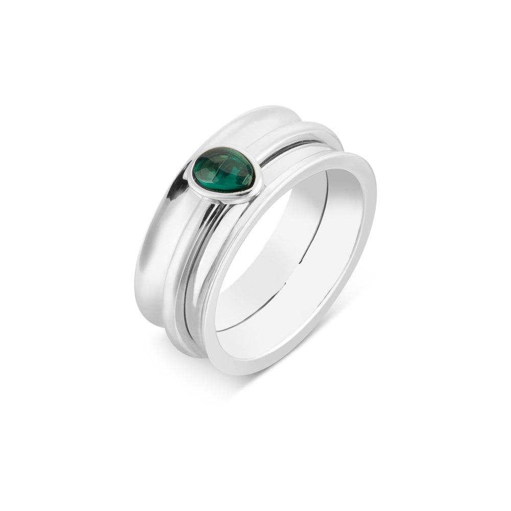 Argento Silver Green Stone Tranquil Ring