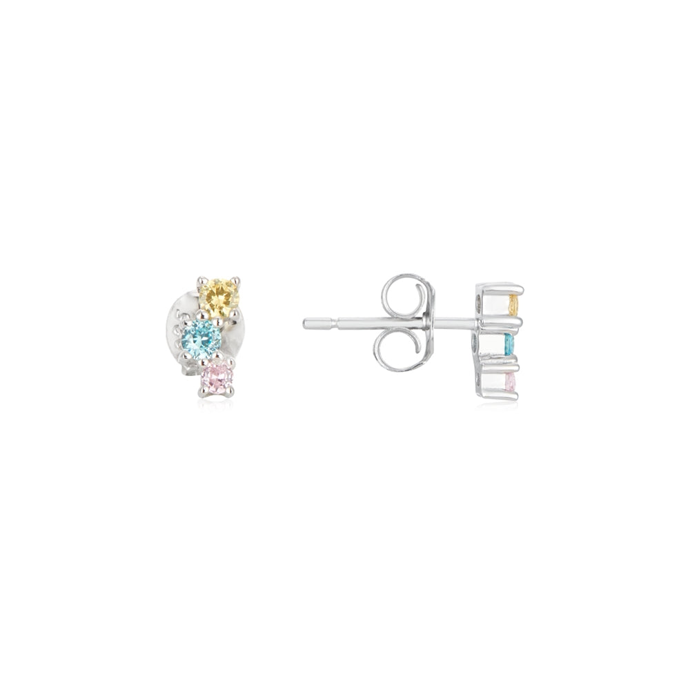 Argento Silver Kids Multi Colour Stud Earrings