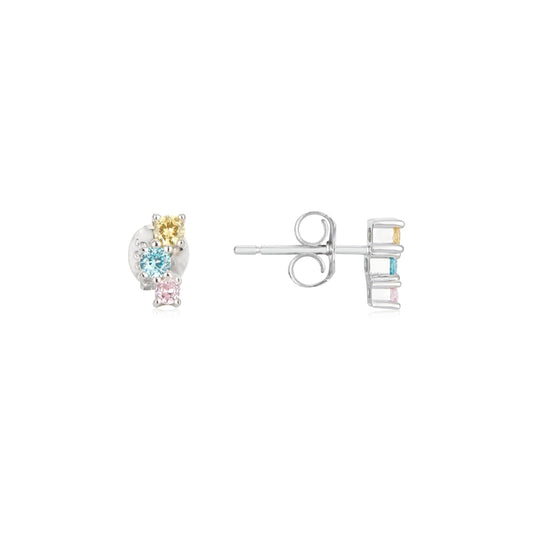 Argento Silver Kids Multi Colour Stud Earrings