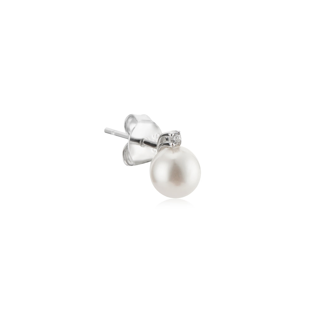Argento Silver Petite CZ Pearl Stud Earrings