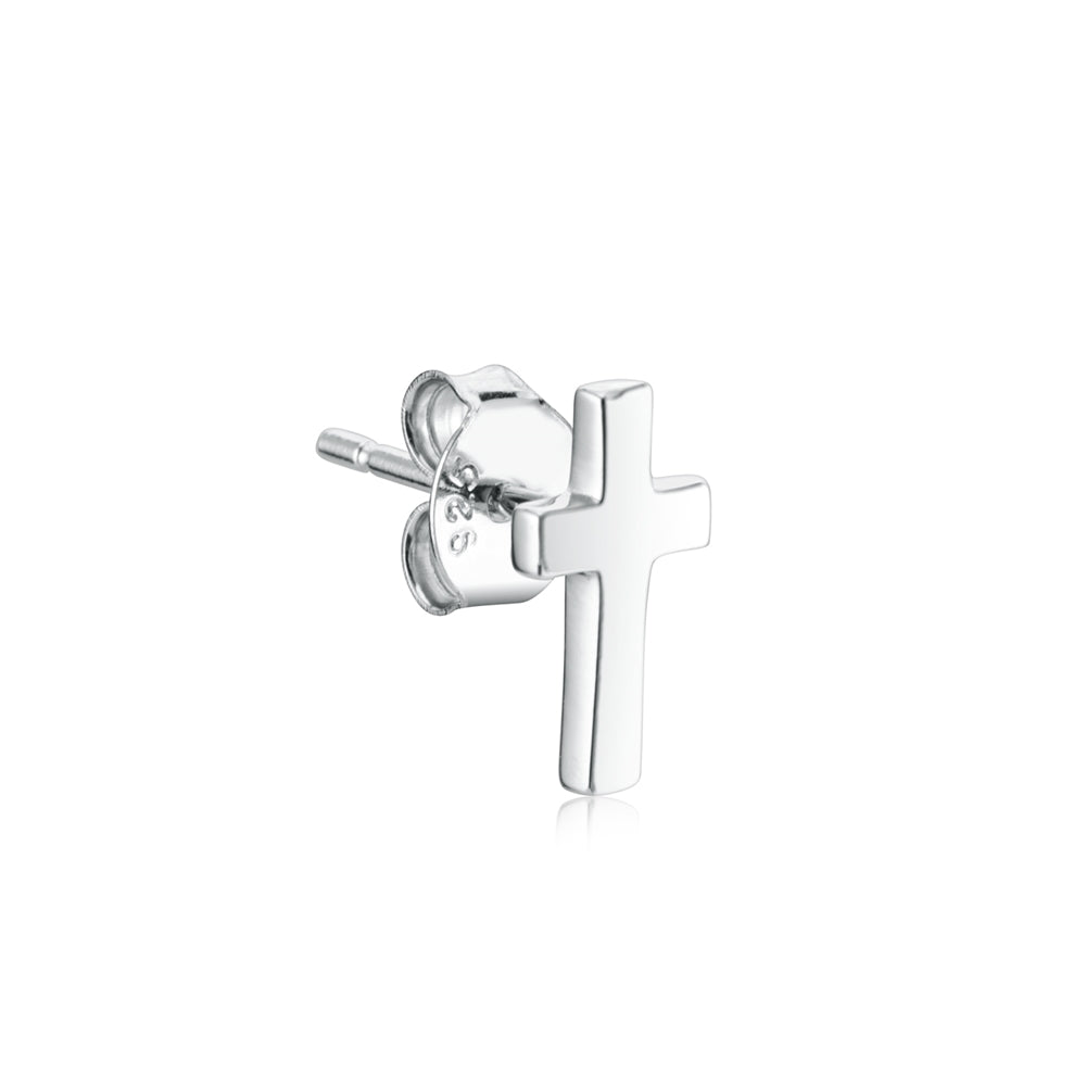 Argento Silver Plain Cross Earrings