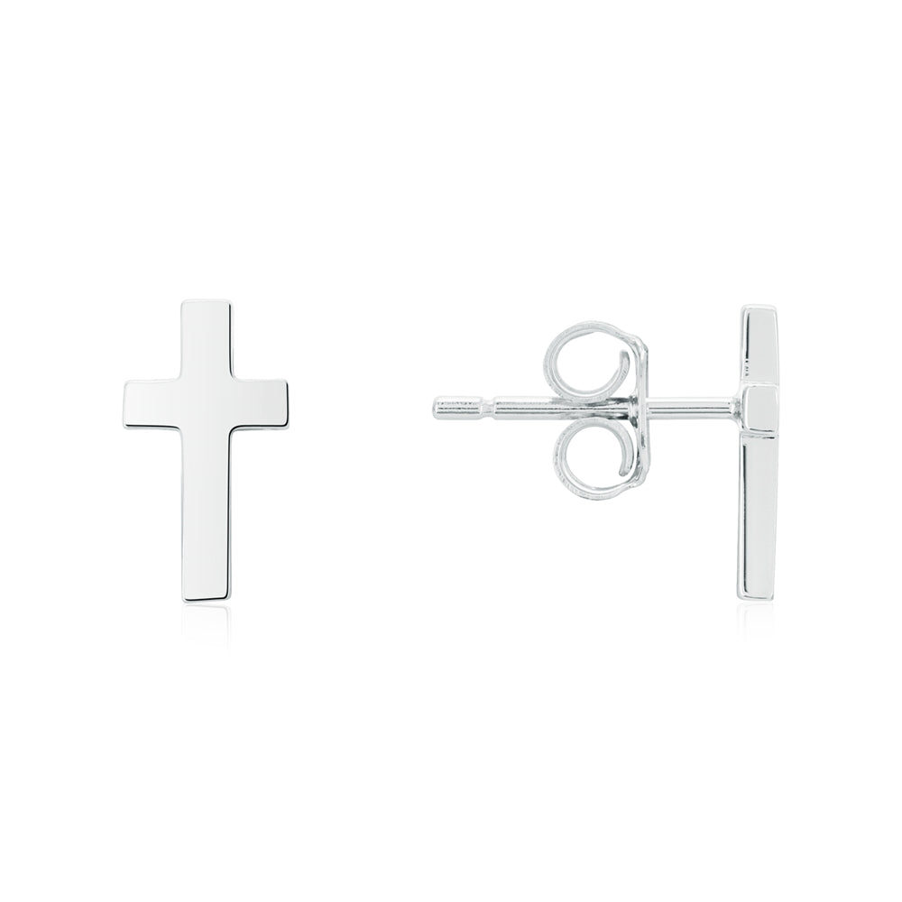 Argento Silver Plain Cross Earrings