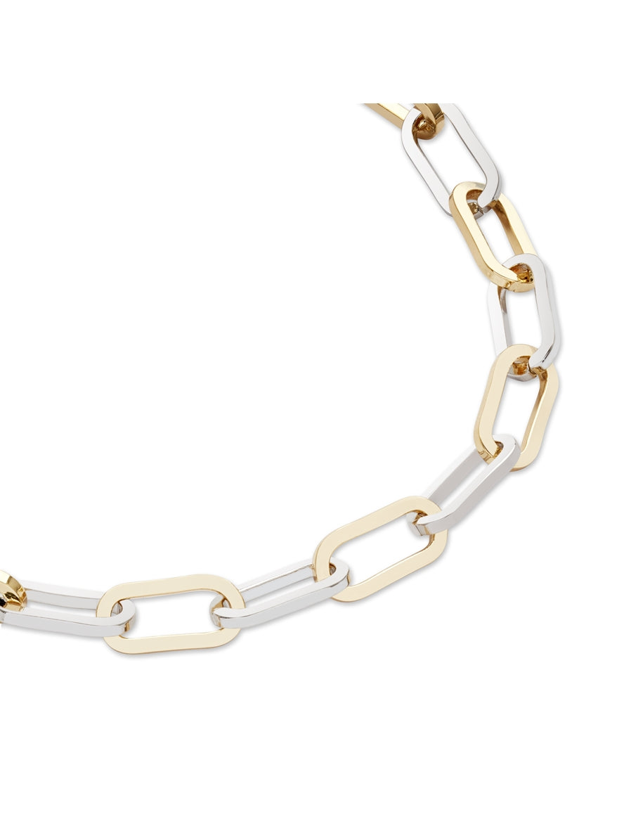 August Woods Silver Two-Tone Paperclip Bracelet