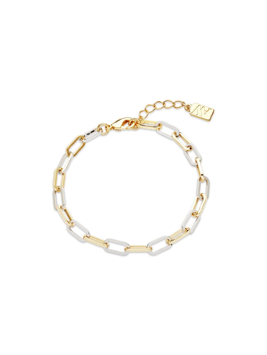 August Woods Silver Two-Tone Paperclip Bracelet