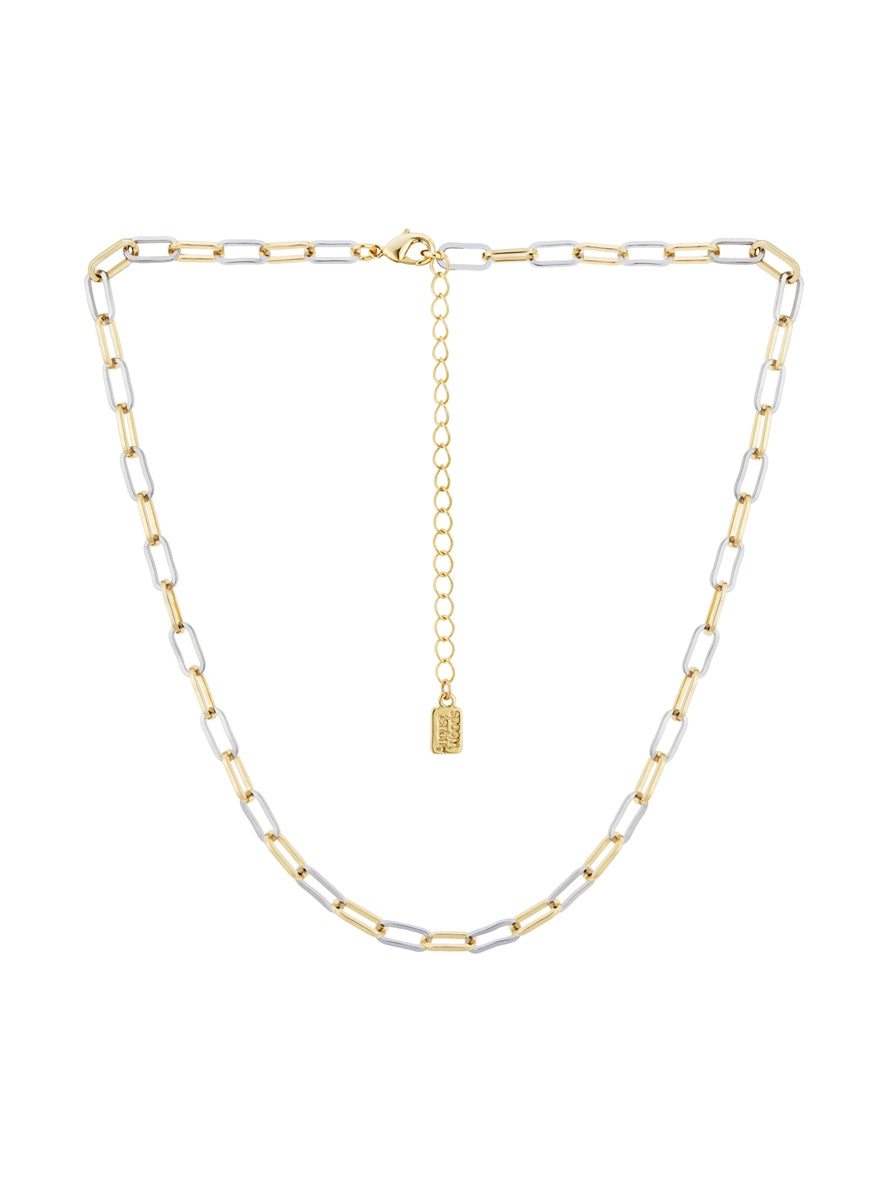 August Woods Silver Two-Tone Paperclip Necklace