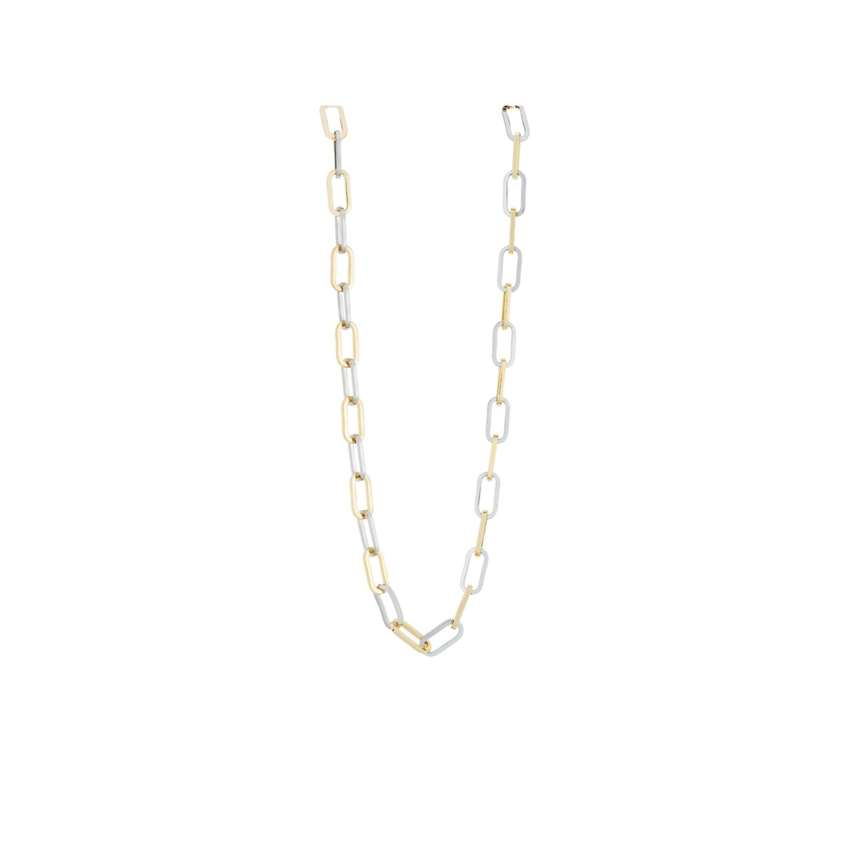 August Woods Silver Two-Tone Paperclip Necklace