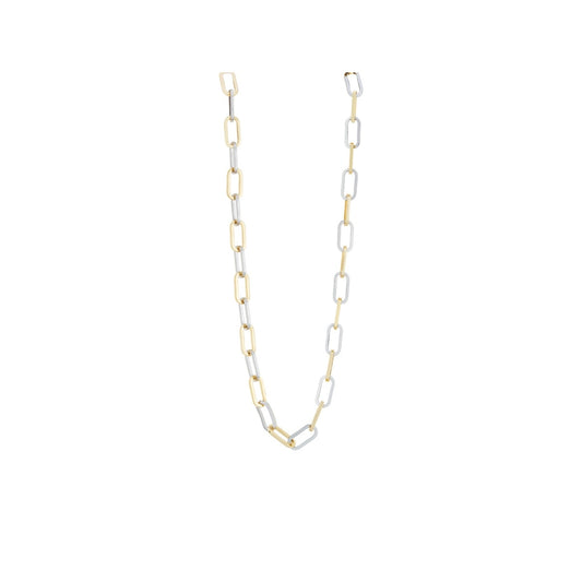 August Woods Silver Two-Tone Paperclip Necklace