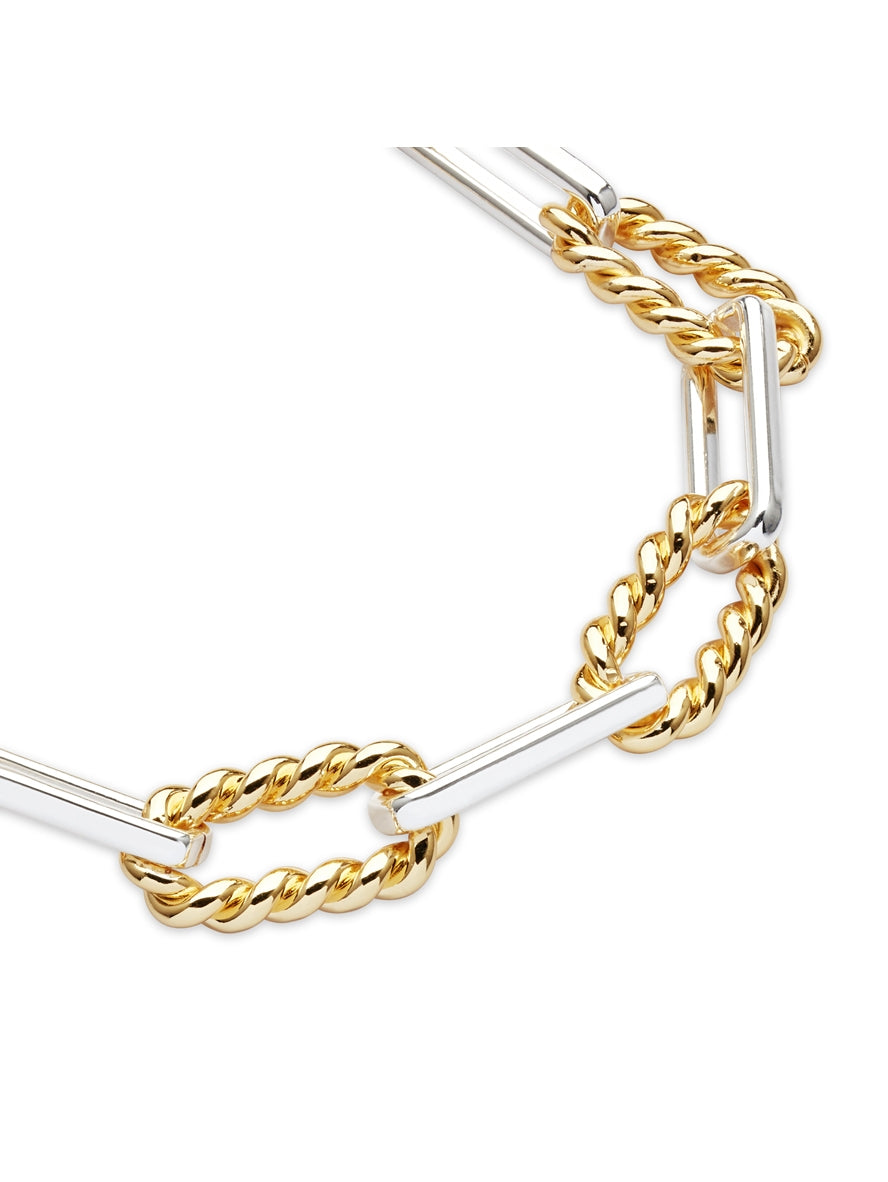August Woods Silver Mixed Textured Chain Bracelet