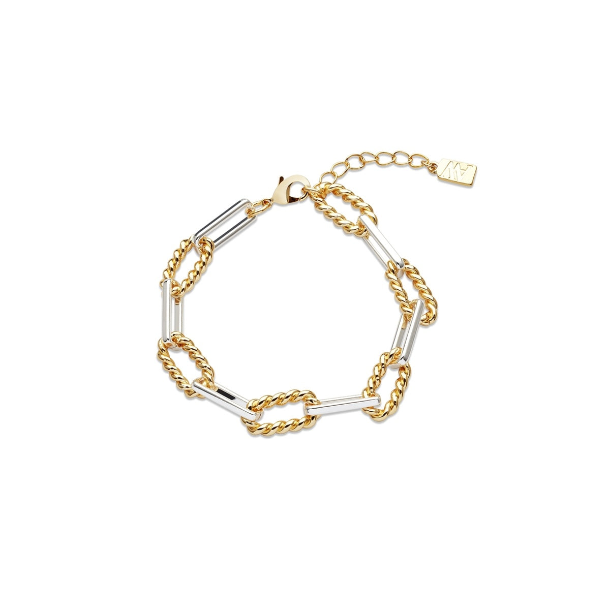 August Woods Silver Mixed Textured Chain Bracelet
