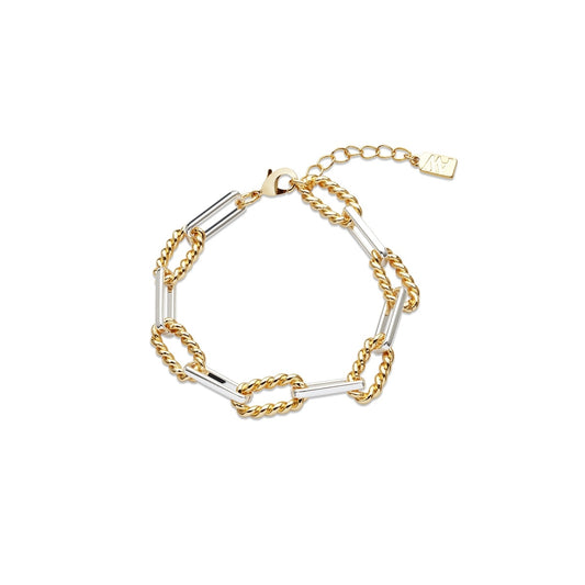 August Woods Silver Mixed Textured Chain Bracelet
