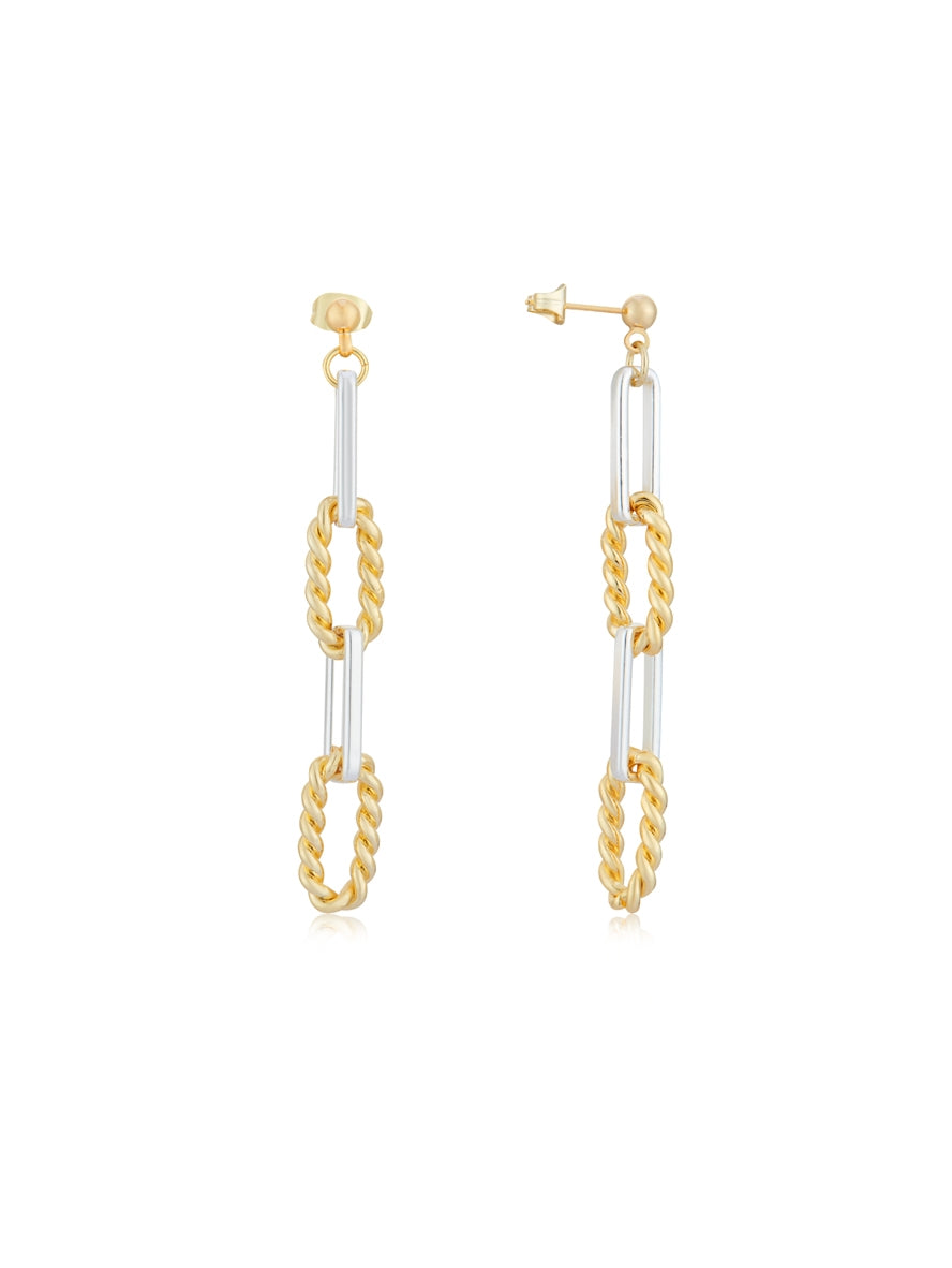 August Woods Silver Mixed Textured Chain Earrings