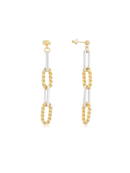 August Woods Silver Mixed Textured Chain Earrings