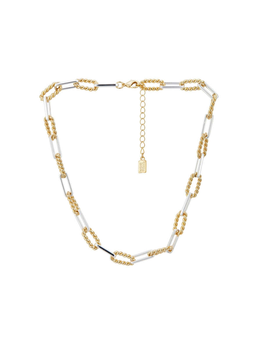 August Woods Silver Mixed Textured Chain Necklace