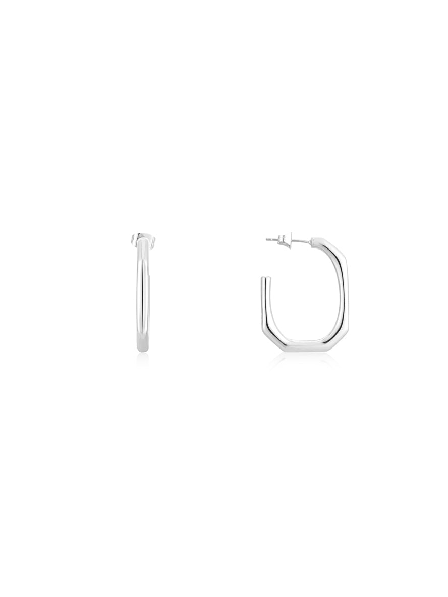 August Woods Silver Octagonal Hoop Earrings