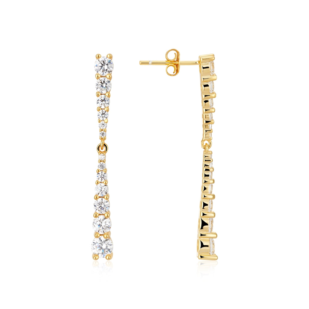 Argento Gold Drop Crystal Tennis Earrings
