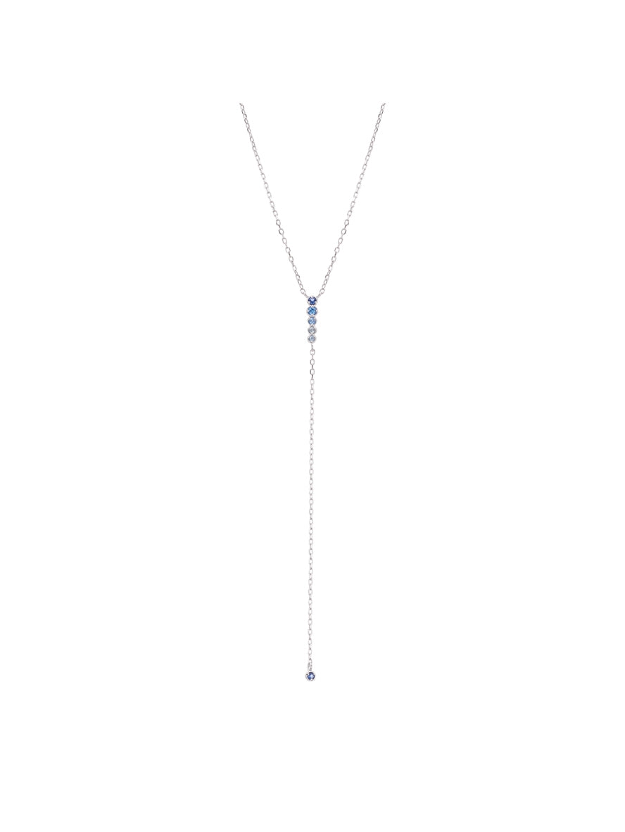 Argento Silver and Blue Tennis Drop Necklace